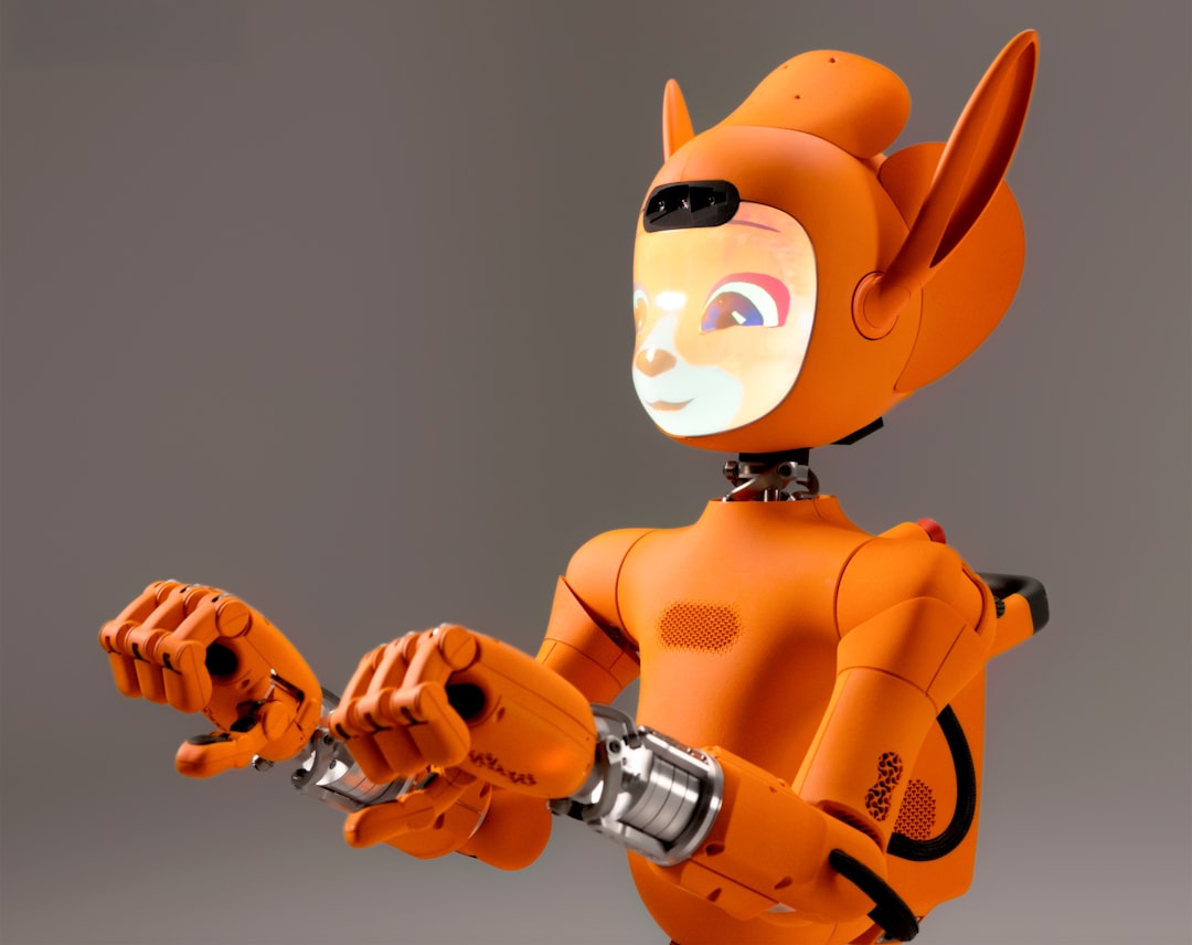 An orange robot with a friendly face
